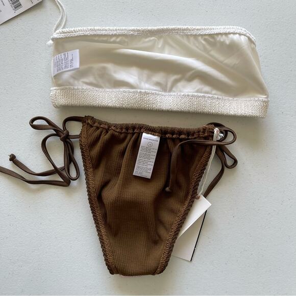 NWT Good American Bikini Top & Bottom Always Fit Tiny Ties Bandeau Top Swim MED - Picture 3 of 5